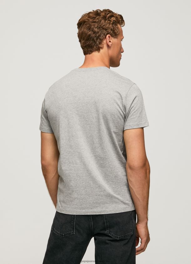 bedrucktes T-Shirt aus Baumwolle mit Logo Männer Pepe Jeans grau meliert 84XH6T1001