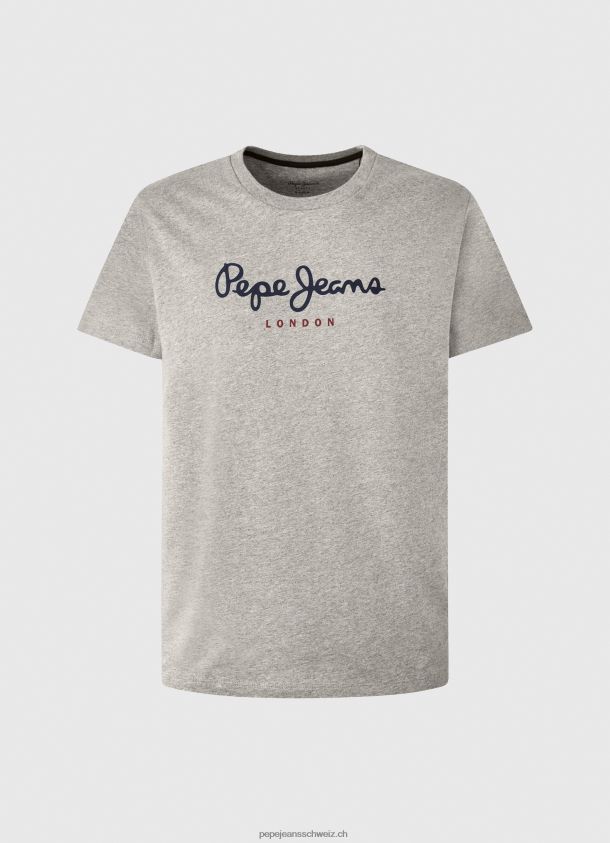 bedrucktes T-Shirt aus Baumwolle mit Logo Männer Pepe Jeans grau meliert 84XH6T1001