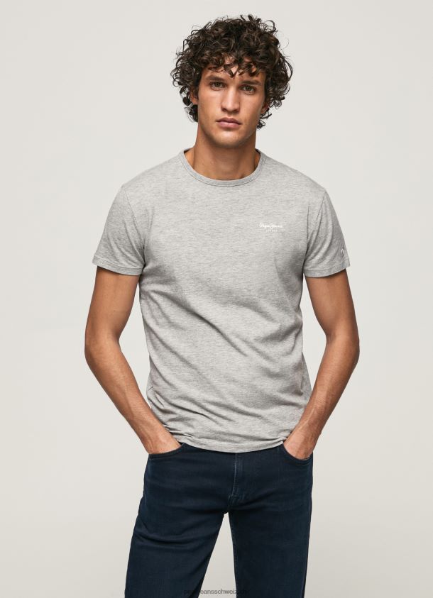 bedrucktes T-Shirt aus Baumwolle mit Logo Männer Pepe Jeans grau meliert 84XH6T1013