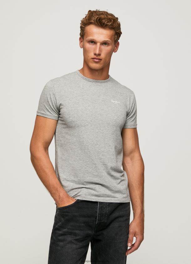 bedrucktes T-Shirt aus Baumwolle mit Logo Männer Pepe Jeans grau meliert 84XH6T1013