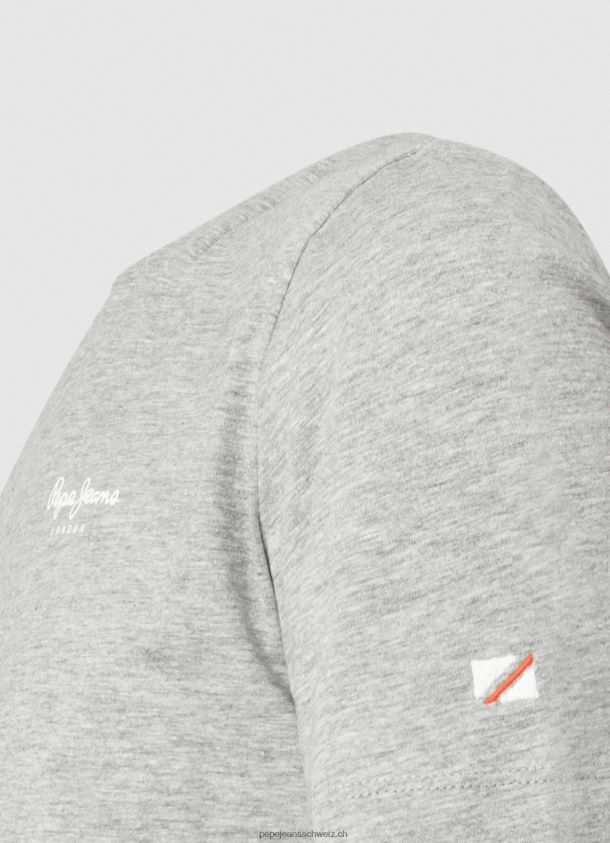 bedrucktes T-Shirt aus Baumwolle mit Logo Männer Pepe Jeans grau meliert 84XH6T1013