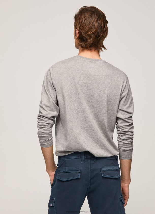 bedrucktes T-Shirt aus Baumwolle mit Logo Männer Pepe Jeans grau meliert 84XH6T1017