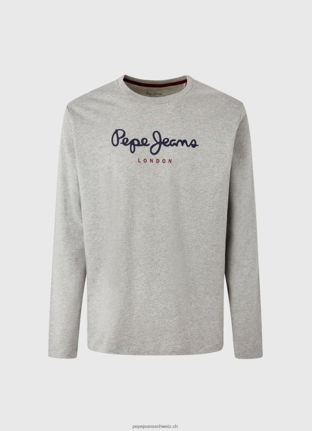 bedrucktes T-Shirt aus Baumwolle mit Logo Männer Pepe Jeans grau meliert 84XH6T1017