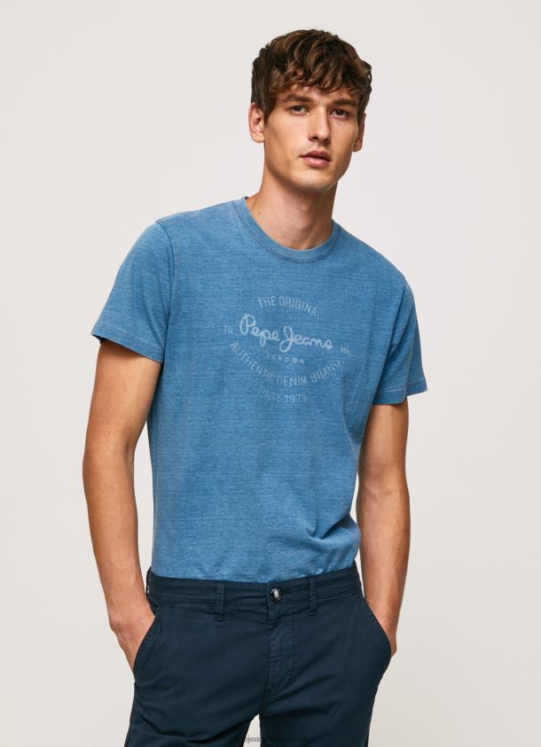 bedrucktes T-Shirt aus Baumwolle mit Logo Männer Pepe Jeans hellblau 84XH6T967