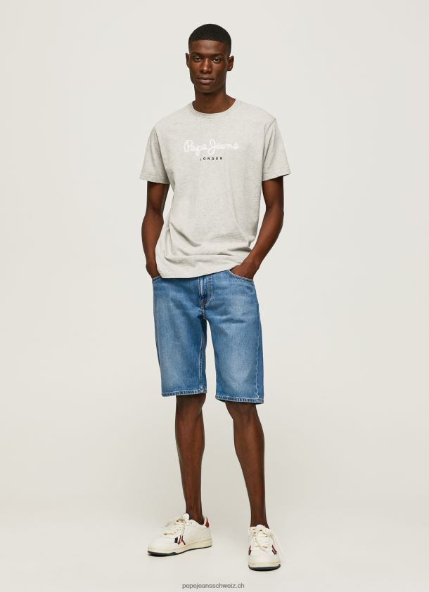 bedrucktes T-Shirt aus Baumwolle mit Logo Männer Pepe Jeans hellgrau meliert 84XH6T918