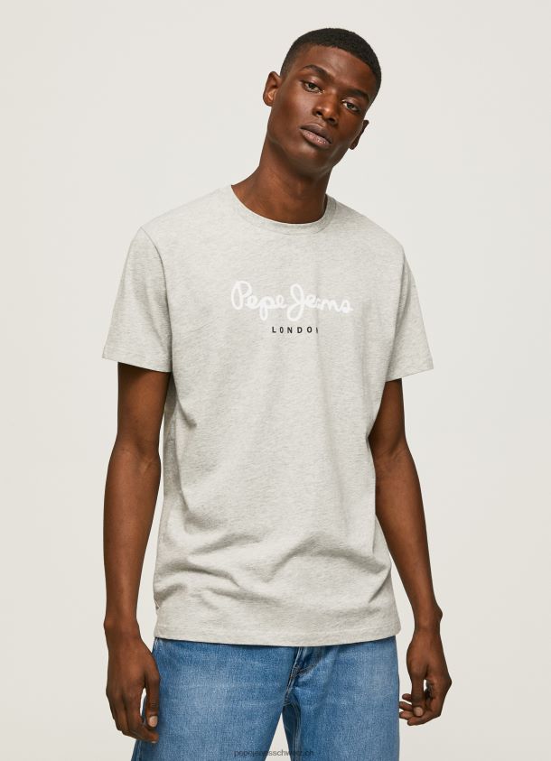 bedrucktes T-Shirt aus Baumwolle mit Logo Männer Pepe Jeans hellgrau meliert 84XH6T918