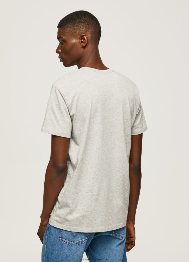 bedrucktes T-Shirt aus Baumwolle mit Logo Männer Pepe Jeans hellgrau meliert 84XH6T918