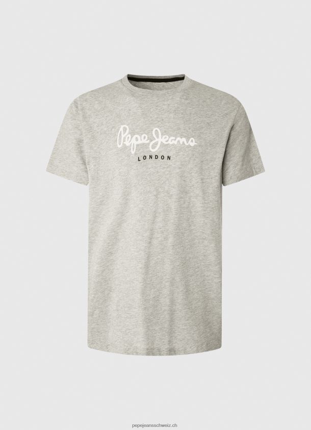 bedrucktes T-Shirt aus Baumwolle mit Logo Männer Pepe Jeans hellgrau meliert 84XH6T918