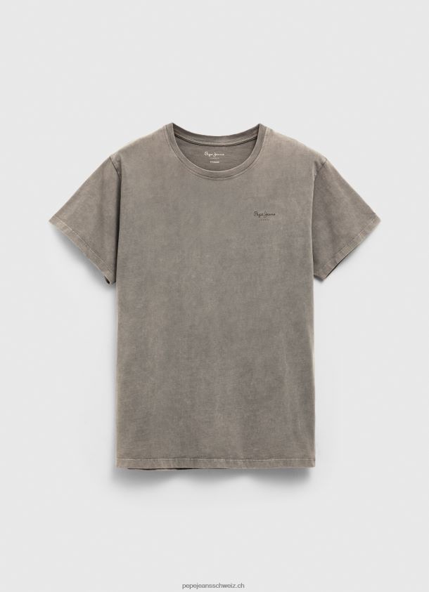 bedrucktes T-Shirt aus Baumwolle mit Logo Männer Pepe Jeans schwarz gewaschen 84XH6T927
