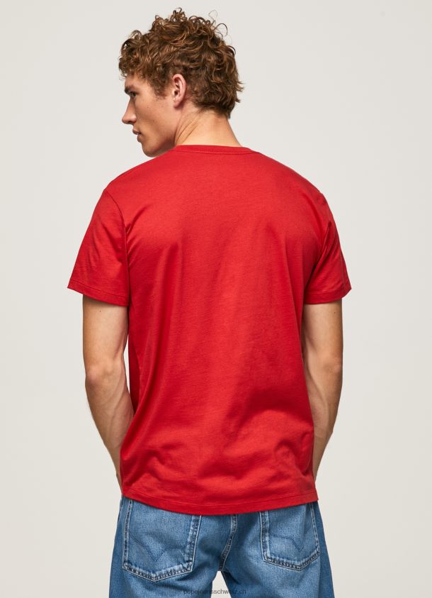 bedrucktes T-Shirt aus Baumwolle mit Logo Männer Pepe Jeans studiorot 84XH6T1016