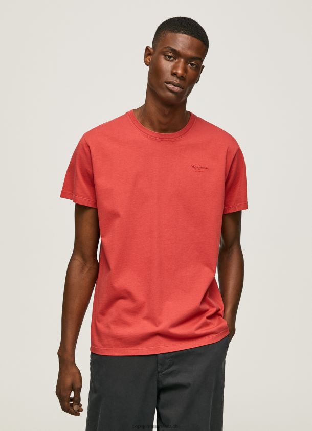 bedrucktes T-Shirt aus Baumwolle mit Logo Männer Pepe Jeans studiorot 84XH6T946