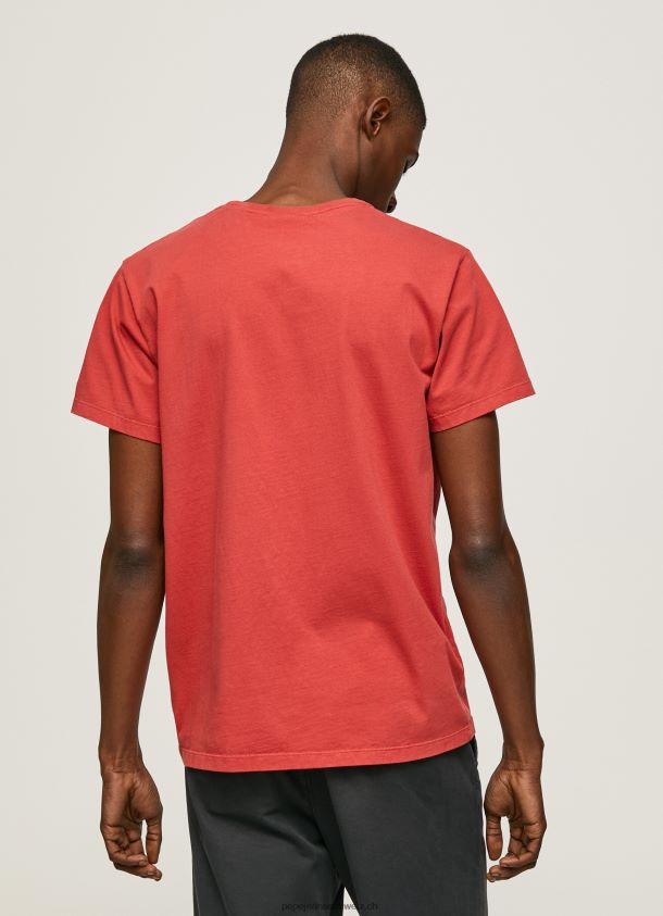 bedrucktes T-Shirt aus Baumwolle mit Logo Männer Pepe Jeans studiorot 84XH6T946