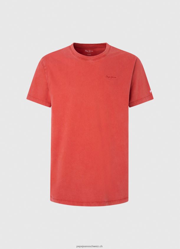 bedrucktes T-Shirt aus Baumwolle mit Logo Männer Pepe Jeans studiorot 84XH6T946