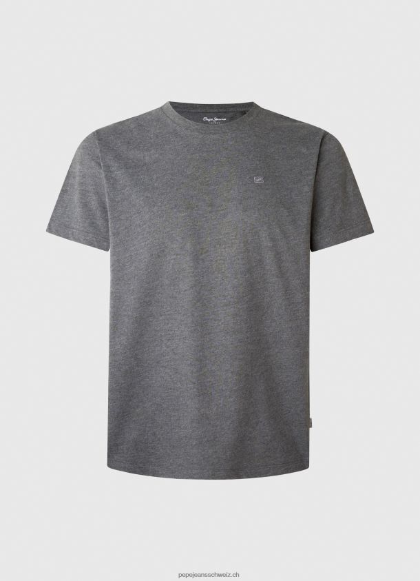 besticktes Logo-T-Shirt Männer Pepe Jeans schwarz gewaschen 84XH6T976