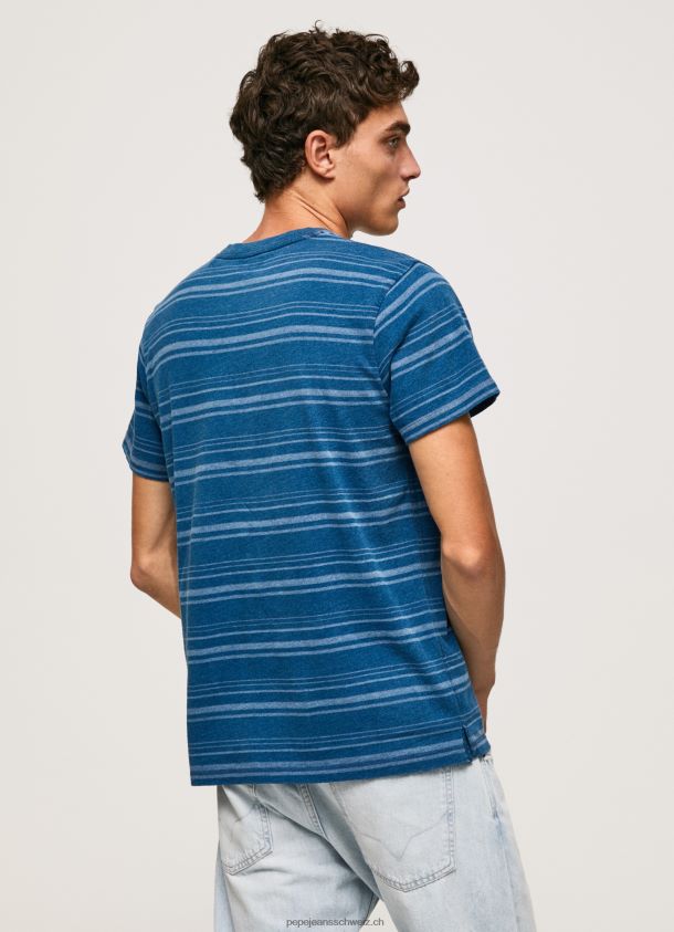 gestreiftes T-Shirt aus bedruckter Baumwolle Männer Pepe Jeans Indigo 84XH6T966