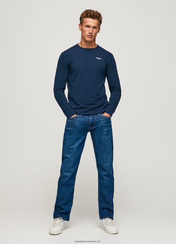 langärmliges T-Shirt aus Baumwolle Männer Pepe Jeans Marine 84XH6T1009
