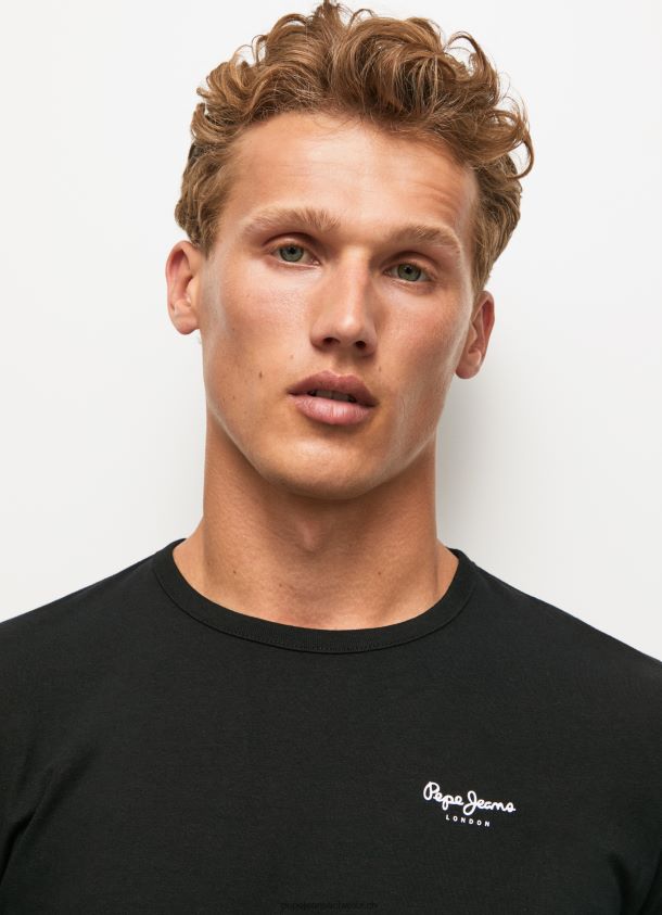 langärmliges T-Shirt aus Baumwolle Männer Pepe Jeans Schwarz 84XH6T1008