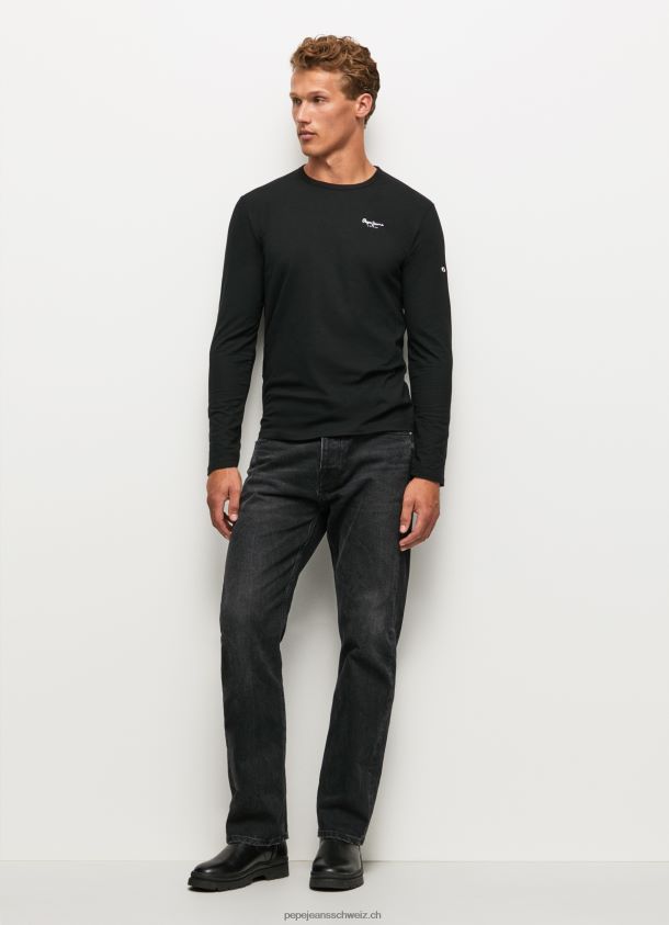 langärmliges T-Shirt aus Baumwolle Männer Pepe Jeans Schwarz 84XH6T1008