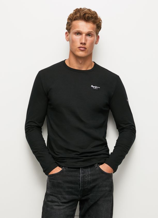 langärmliges T-Shirt aus Baumwolle Männer Pepe Jeans Schwarz 84XH6T1008