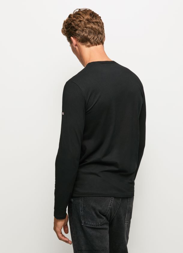 langärmliges T-Shirt aus Baumwolle Männer Pepe Jeans Schwarz 84XH6T1008