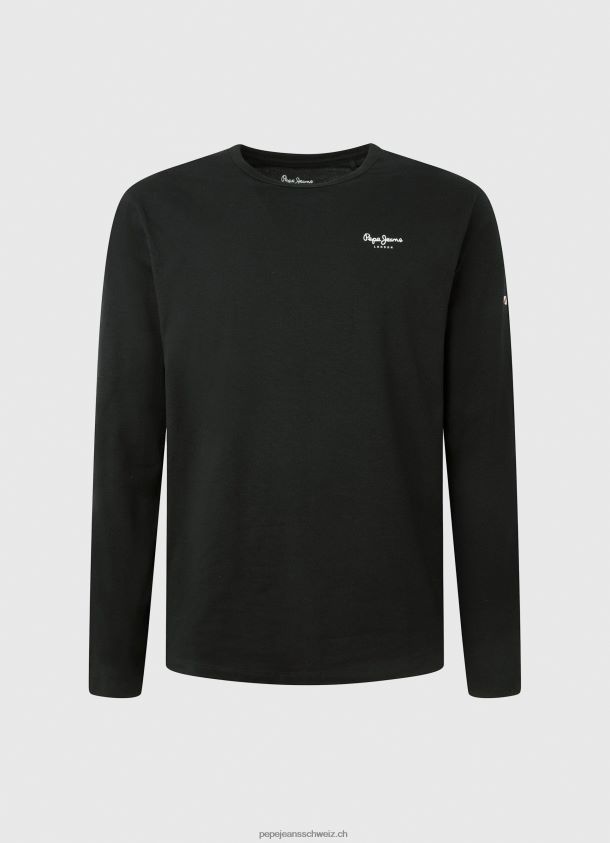 langärmliges T-Shirt aus Baumwolle Männer Pepe Jeans Schwarz 84XH6T1008