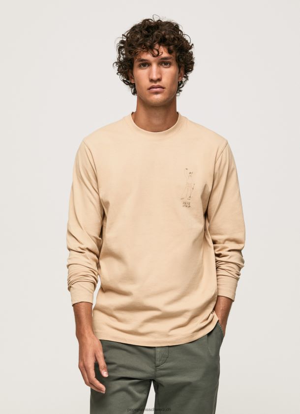 langärmliges T-Shirt aus Baumwolle Männer Pepe Jeans Stein 84XH6T913