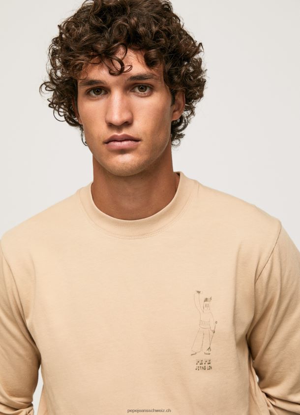 langärmliges T-Shirt aus Baumwolle Männer Pepe Jeans Stein 84XH6T913