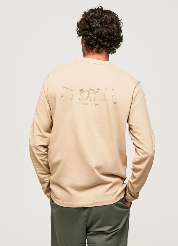 langärmliges T-Shirt aus Baumwolle Männer Pepe Jeans Stein 84XH6T913