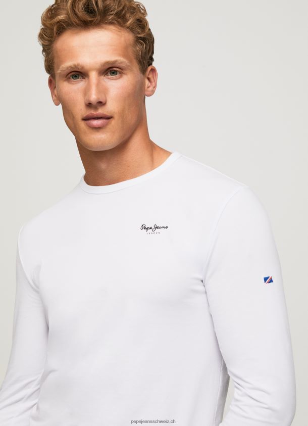 langärmliges T-Shirt aus Baumwolle Männer Pepe Jeans Weiss 84XH6T1007