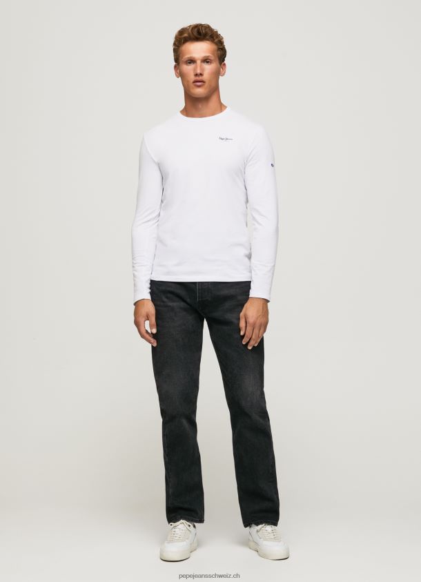 langärmliges T-Shirt aus Baumwolle Männer Pepe Jeans Weiss 84XH6T1007