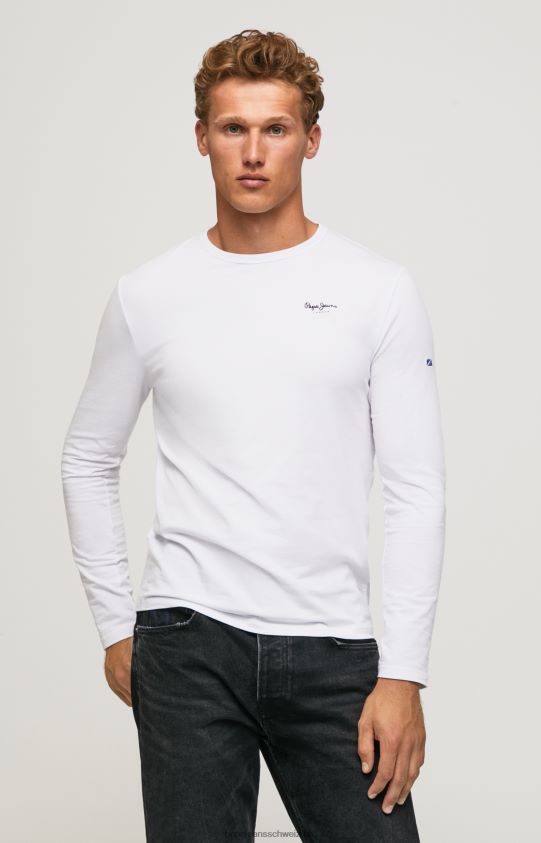 langärmliges T-Shirt aus Baumwolle Männer Pepe Jeans Weiss 84XH6T1007