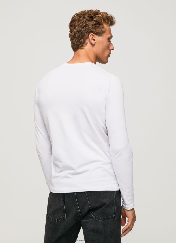 langärmliges T-Shirt aus Baumwolle Männer Pepe Jeans Weiss 84XH6T1007