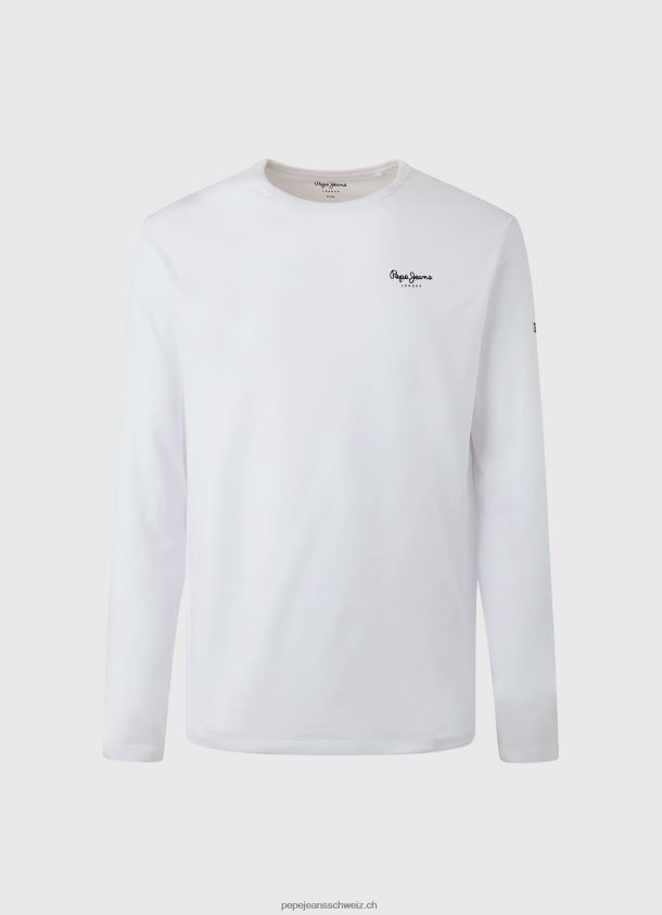 langärmliges T-Shirt aus Baumwolle Männer Pepe Jeans Weiss 84XH6T1007