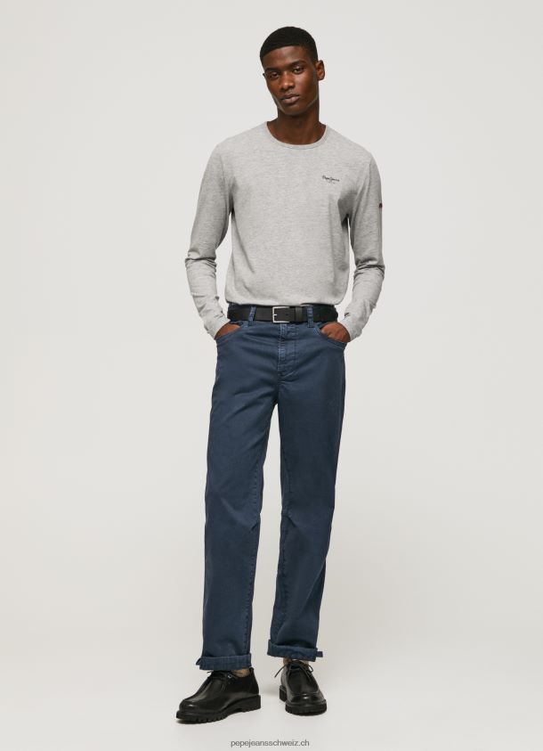 langärmliges T-Shirt aus Baumwolle Männer Pepe Jeans grau meliert 84XH6T1006