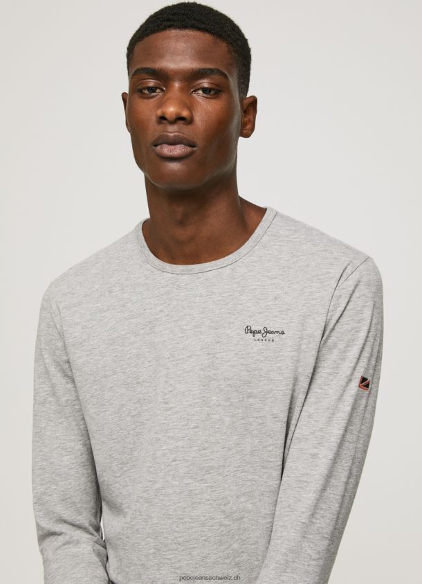 langärmliges T-Shirt aus Baumwolle Männer Pepe Jeans grau meliert 84XH6T1006
