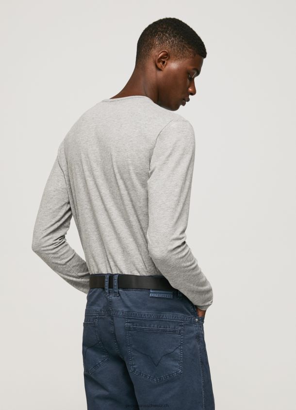 langärmliges T-Shirt aus Baumwolle Männer Pepe Jeans grau meliert 84XH6T1006