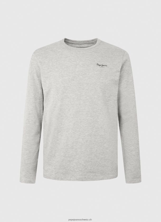langärmliges T-Shirt aus Baumwolle Männer Pepe Jeans grau meliert 84XH6T1006