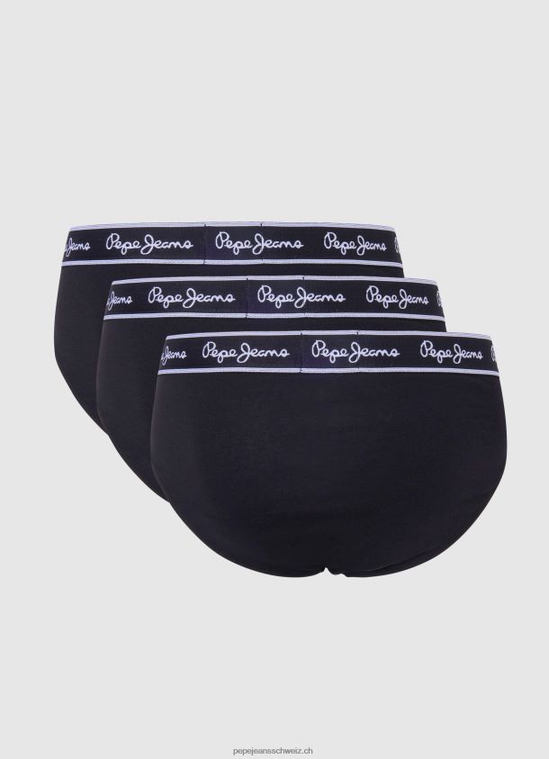 3er-Pack Slips aus elastischer Baumwolle Männer Pepe Jeans Schwarz 84XH6T1158