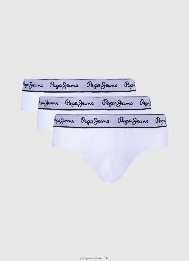 3er-Pack Slips aus elastischer Baumwolle Männer Pepe Jeans Weiss 84XH6T1156