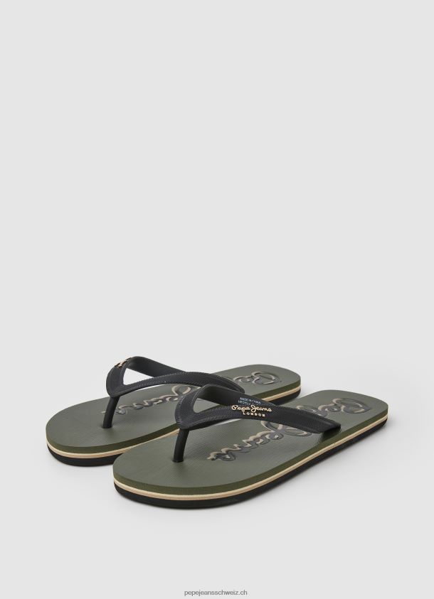 Bucht-Strandlogo-Strandflipflops Männer Pepe Jeans Armee 84XH6T1268