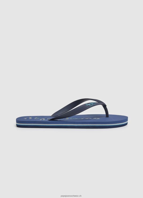 Bucht-Strandlogo-Strandflipflops Männer Pepe Jeans dunkler Jeansstoff 84XH6T1277