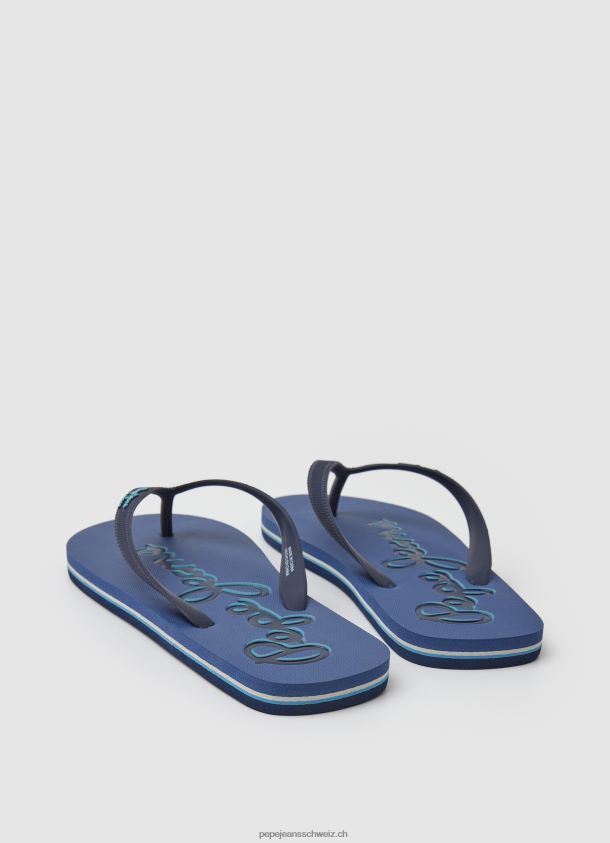 Bucht-Strandlogo-Strandflipflops Männer Pepe Jeans dunkler Jeansstoff 84XH6T1277