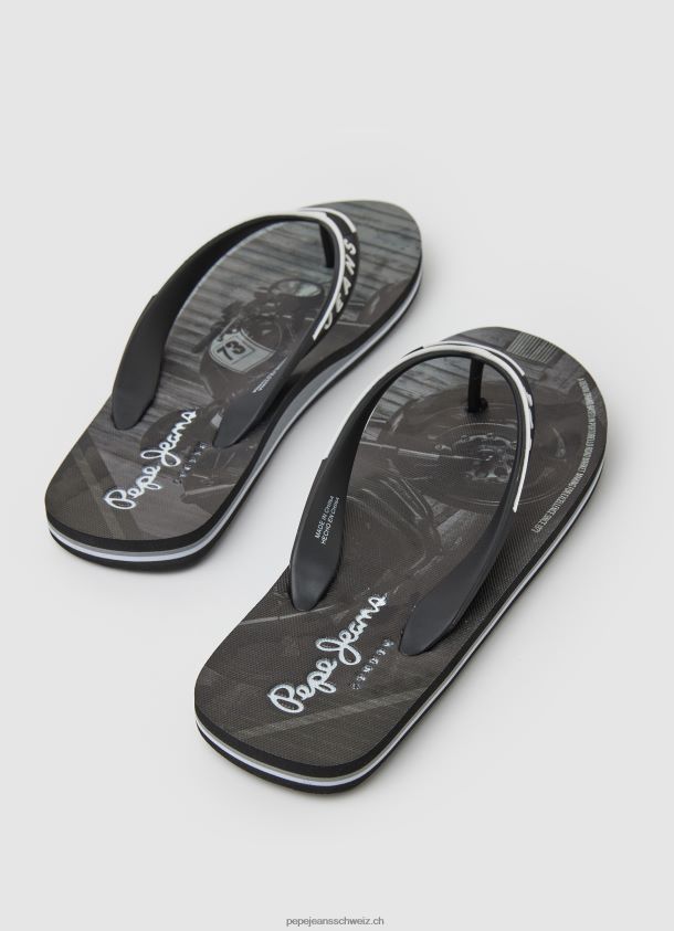 Pool Motorrad Strand Flip Flops Männer Pepe Jeans Schwarz 84XH6T1269