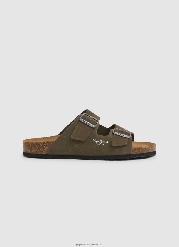 Sandalen aus Bio-Wildleder Männer Pepe Jeans khakigrün 84XH6T1278