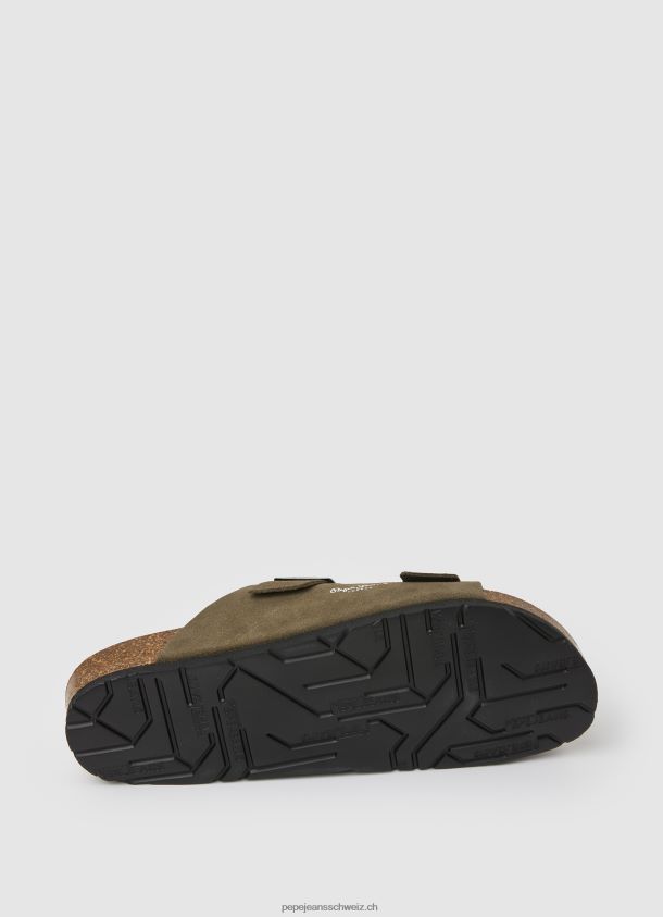 Sandalen aus Bio-Wildleder Männer Pepe Jeans khakigrün 84XH6T1278