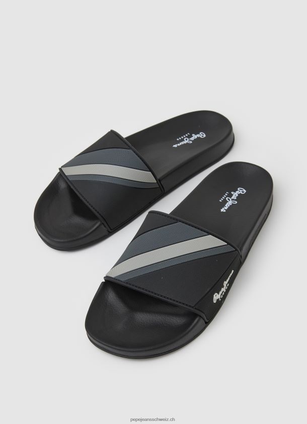 Slider-Textur-Strand-Flip-Flops Männer Pepe Jeans Schwarz 84XH6T1263