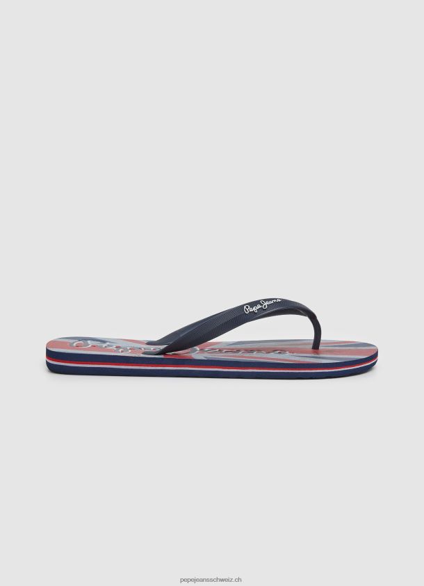 Strand-Flip-Flops mit Hawi-Flagge Männer Pepe Jeans dunkler Jeansstoff 84XH6T1259