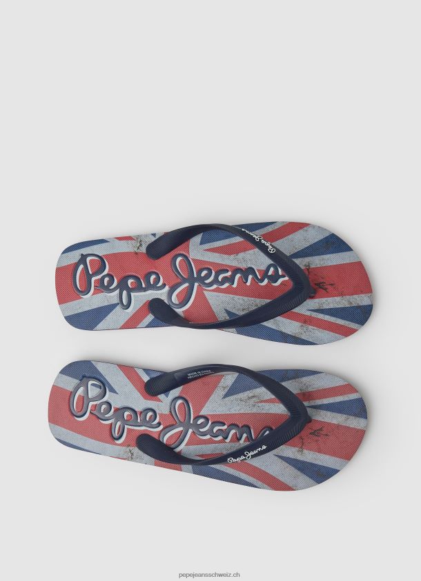 Strand-Flip-Flops mit Hawi-Flagge Männer Pepe Jeans dunkler Jeansstoff 84XH6T1259