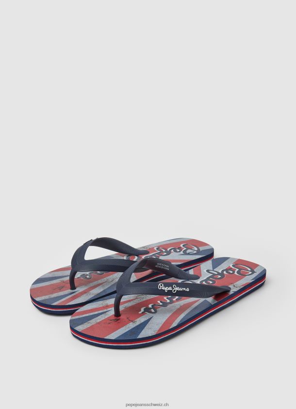 Strand-Flip-Flops mit Hawi-Flagge Männer Pepe Jeans dunkler Jeansstoff 84XH6T1259