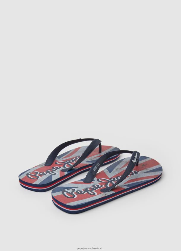 Strand-Flip-Flops mit Hawi-Flagge Männer Pepe Jeans dunkler Jeansstoff 84XH6T1259